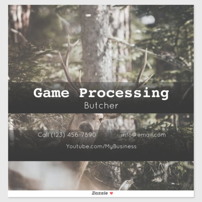 Game Deer Processing Vehicle Advertising Sticker (Sheet)