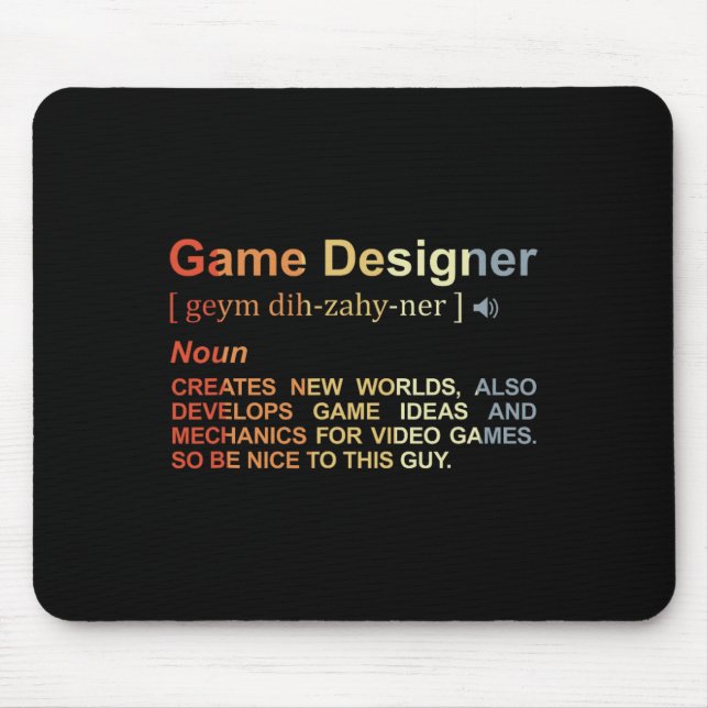 Game Designer Definition Game Programmer Game Dev  Mouse Mat (Front)