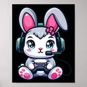 Game Easter Bunny Cute Gamer Girl 1  Poster