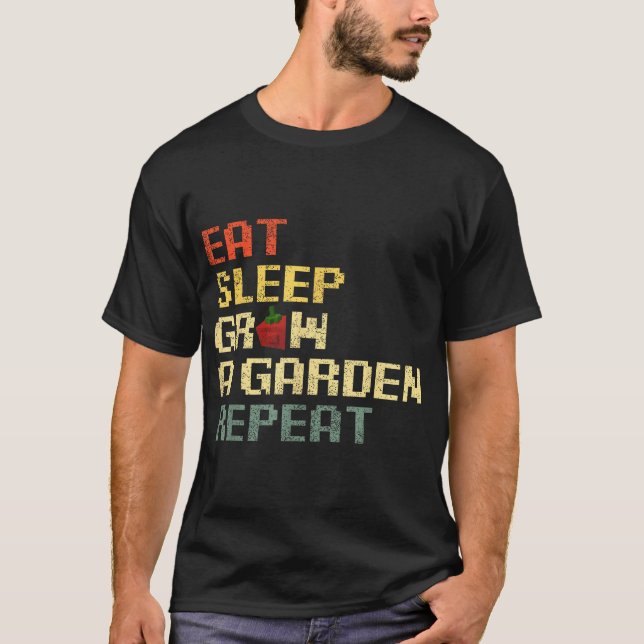  Game Eat Sleep Grow A Garden Repeat Gamer T-Shirt (Front)
