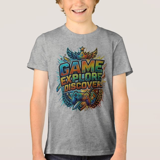 Game, Explore, Discover Tri-Blend Shirt (Front)
