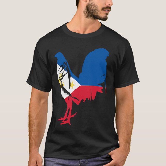 Game fowl Filipino Philippines flag gaff rooster G T-Shirt (Front)