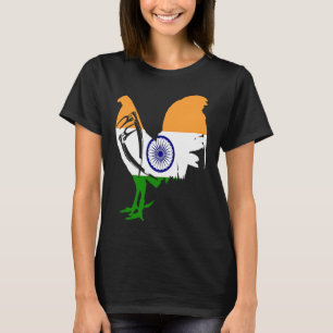 Game fowl India Indian flag gaff rooster Gamefowl  T-Shirt
