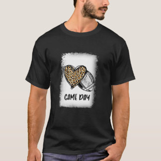Game Fun Day With Leopard Heart Mum Football Fan T-Shirt