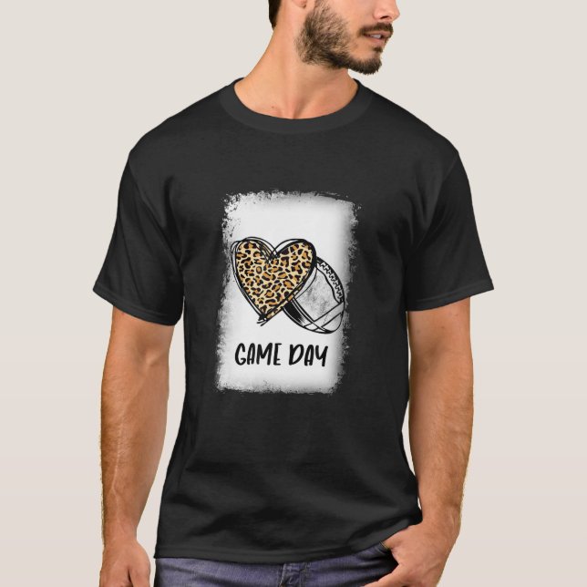 Game Fun Day With Leopard Heart Mum Football Fan T-Shirt (Front)