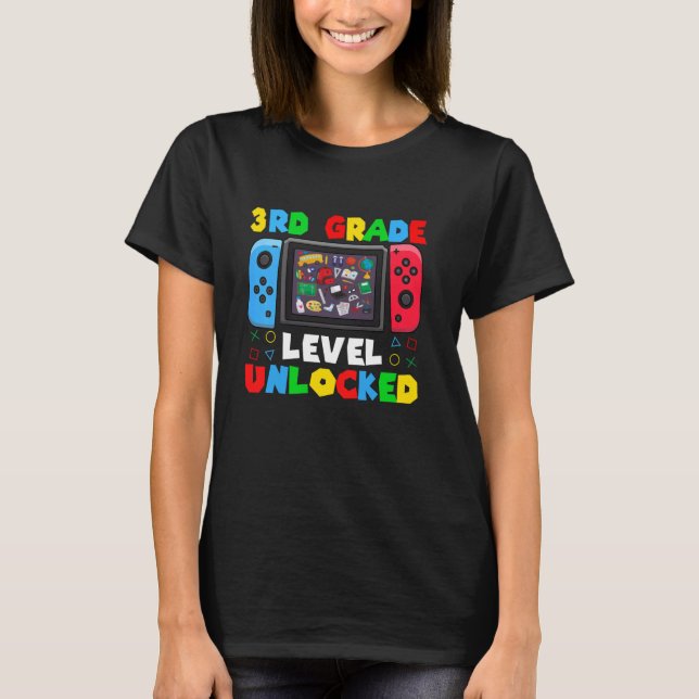 Game Gaming 3rd Grade Level Unlocked Back To Schoo T-Shirt (Front)