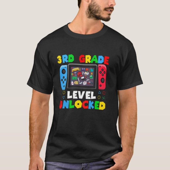 Game Gaming 3rd Grade Level Unlocked Back To Schoo T-Shirt (Front)