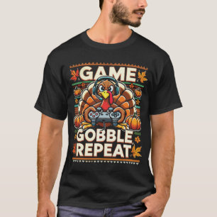 Game Gobble Repeat - Thanksgiving Turkey Gamer T-Shirt