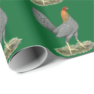 Game Hen Blue Red Wrapping Paper