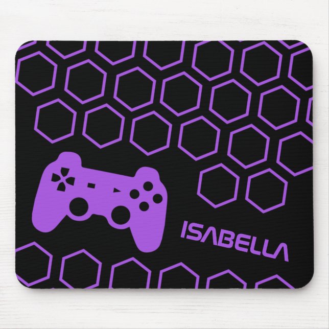 Game Hot Purple Gaming Personalised Name Mouse Mat (Front)