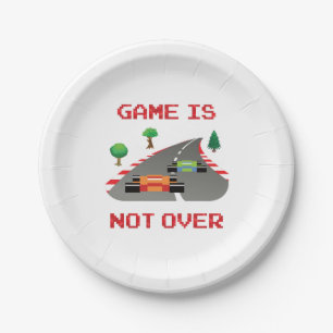 Game is not over Pixelated Video Game Paper Plate