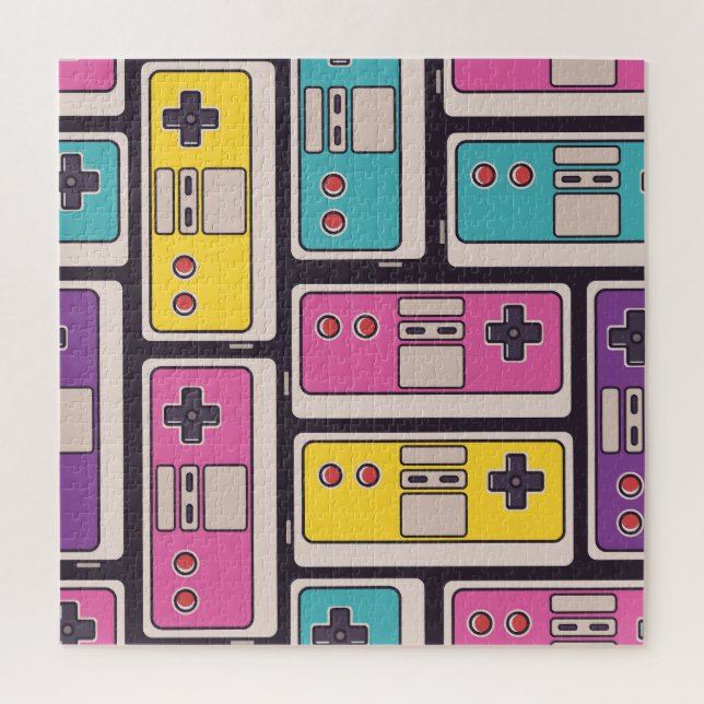 Game Joysticks Colourful Vintage Wallpaper Jigsaw Puzzle (Vertical)
