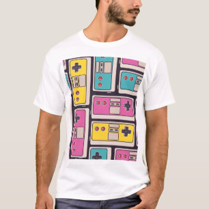 Game Joysticks Colourful Vintage Wallpaper T-Shirt