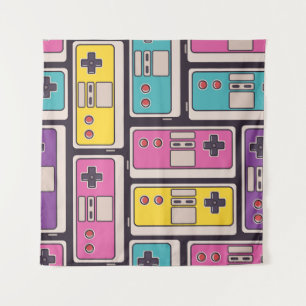 Game Joysticks Colourful Vintage Wallpaper Tapestry