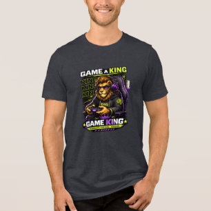 Game Like a King – Lion Gamer Gaming T-Shirt Tri-Blend Shirt