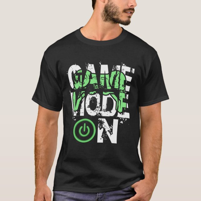 Game Mode ON Cool Gritty Style Video Gamer Novelty T-Shirt (Front)