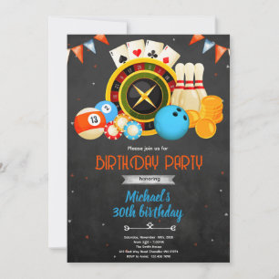 Game night Birthday party Invitation