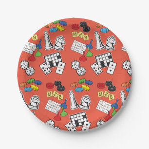 Game Night, Board Games, and Word Puzzles Paper Plate