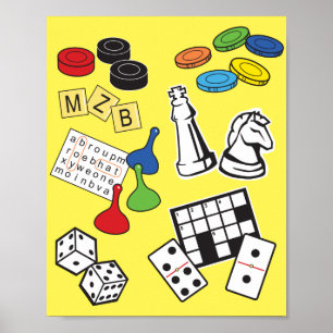 game Night, Board Games, and Word Puzzles Poster