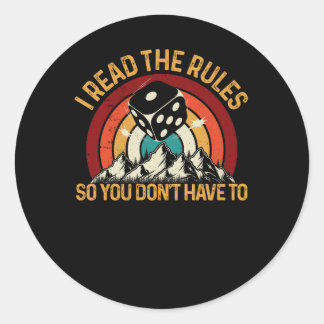 Game Night Board Games I Read The Rules So I Dont  Classic Round Sticker