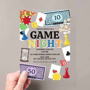 Game Night Board Games Snacks Party Acrylic Invitations