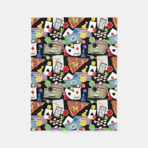 Game Night Board Games Snacks Party Fleece Blanket