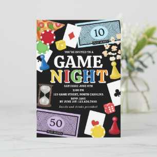Game Night Board Games Snacks Party Invitation