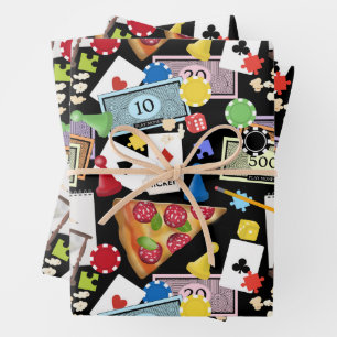 Game Night Board Games Snacks Party Wrapping Paper Sheet