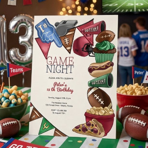 Game night football birthday invitation
