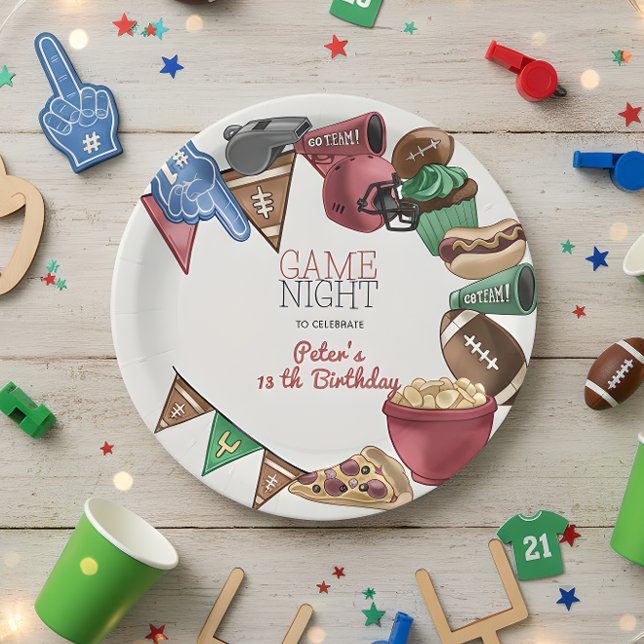 Game night football birthday paper plate (Creator Uploaded)