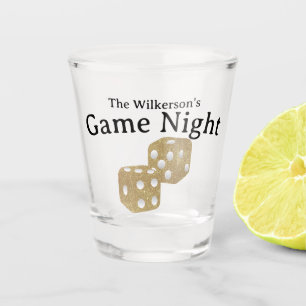 Game Night Gold Glitter Dice Shot Glass