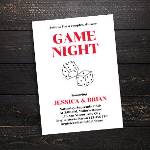 Game Night Hand Drawn Dices Couples Shower Invitation