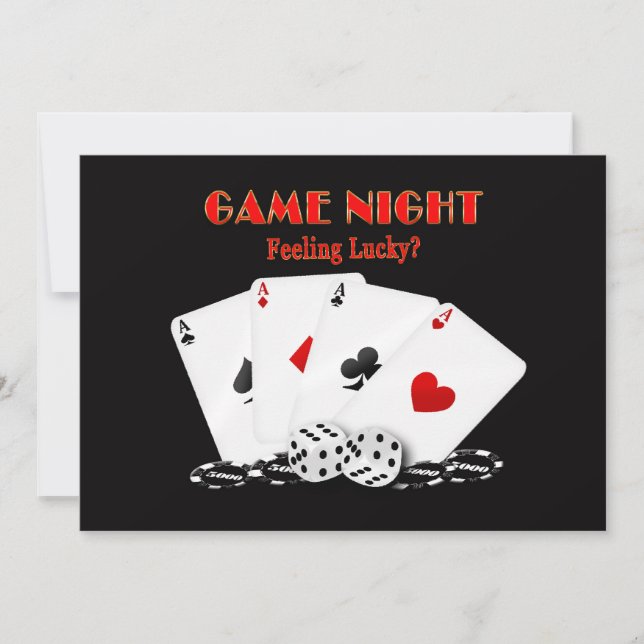 GAME NIGHT INVITATIONS - Feeling Lucky, Cards (Front)