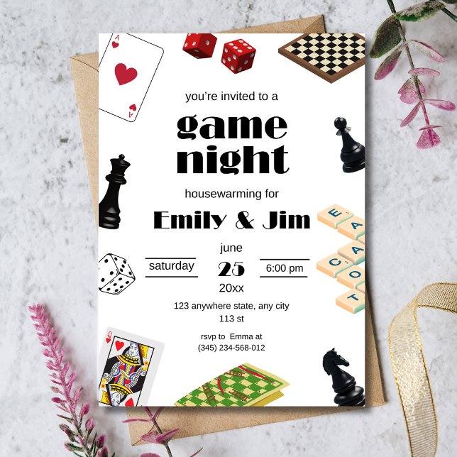 Game Night Party Invitation, Housewarming party  Invitation (Creator Uploaded)