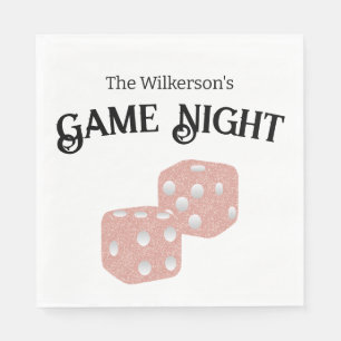 Game Night Pink Glitter Dice Napkin