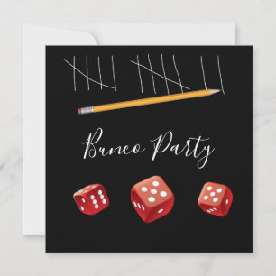 Game Night Red Dice Bunco Dice Party Invitation