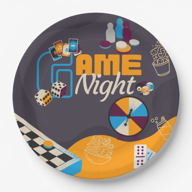 Game Night Themed Party Decorations Paper Plate (Front)