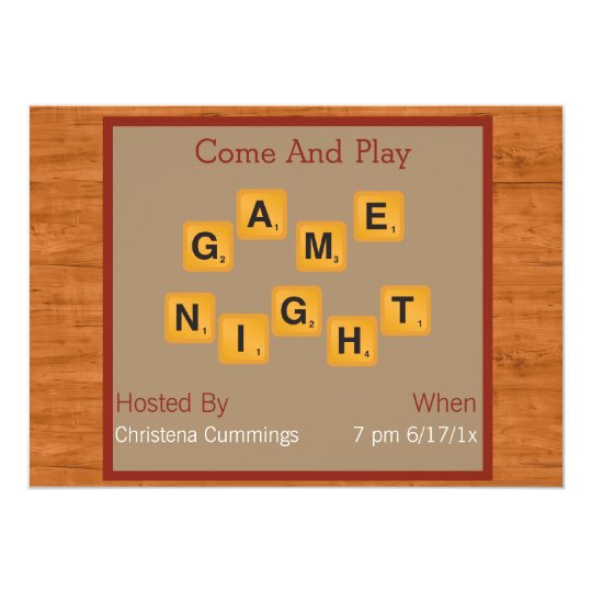 Game Night Tile Letters Invitation