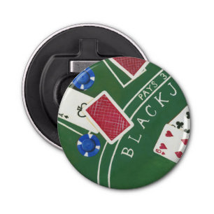 Game of Blackjack with Chips by Chariklia Zarris Bottle Opener