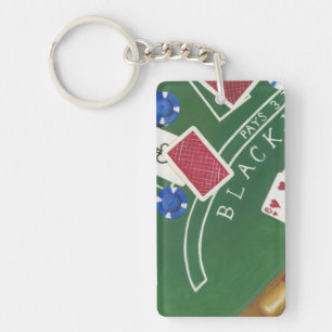 Game of Blackjack with Chips by Chariklia Zarris Key Ring