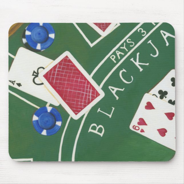 Game of Blackjack with Chips by Chariklia Zarris Mouse Mat (Front)