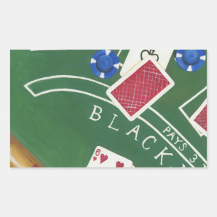 Game of Blackjack with Chips by Chariklia Zarris Rectangular Sticker