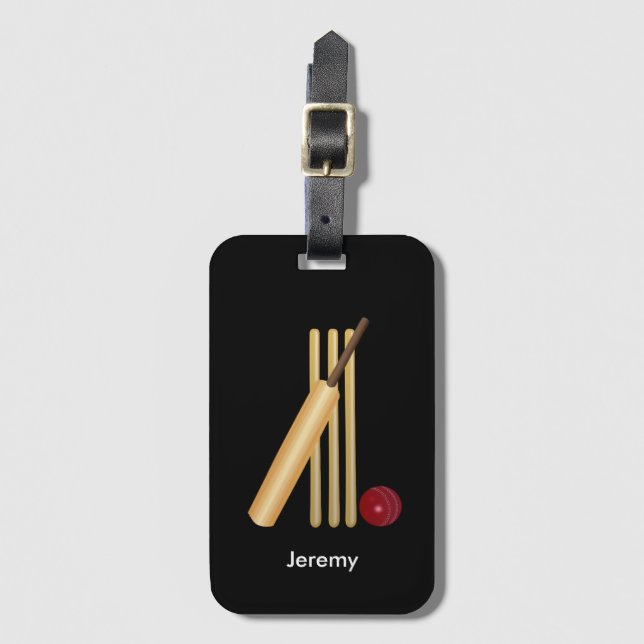 Game of Cricket, customisable text Luggage Tag (Front Vertical)