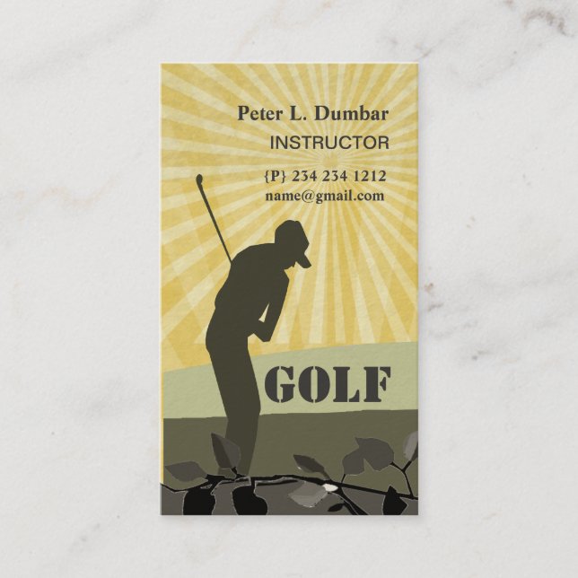 Game of Golf in Sunshine Golf Player Coach Business Card (Front)