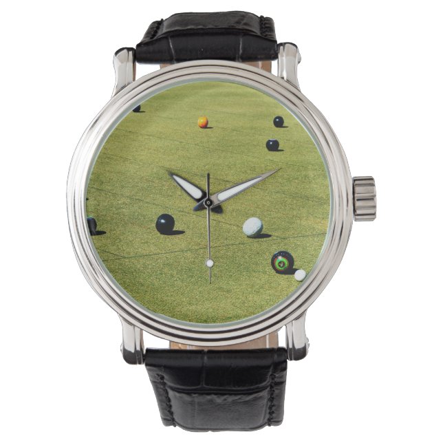 Game Of Lawn Bowls, Mens Watch (Front)