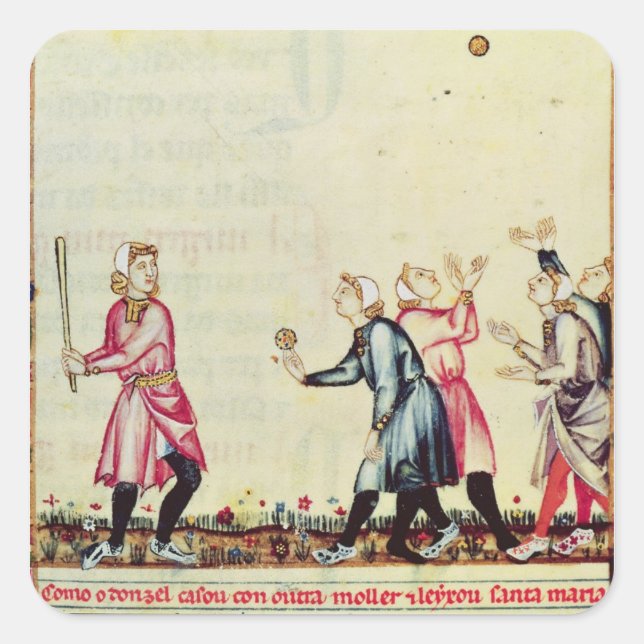 Game of pelota in the open air square sticker (Front)