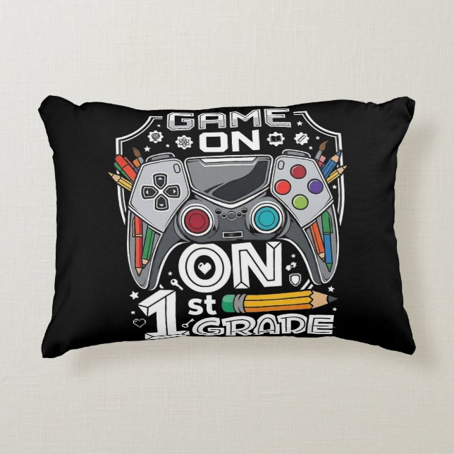 Game On 1st Grade Back to School Decorative Cushion (Front)