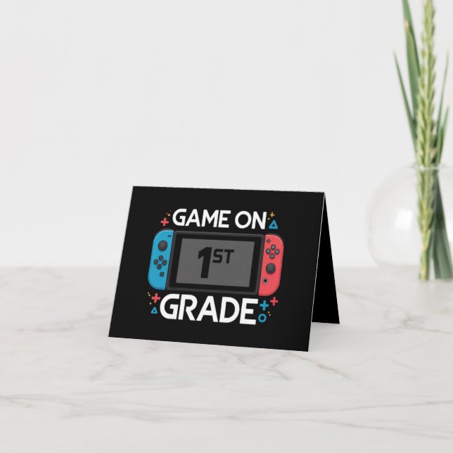 Game On 1st Grade Back To School Funny Gamer  Announcement (Front)