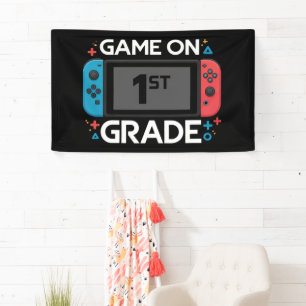 Game On 1st Grade Back To School Funny Gamer Banner