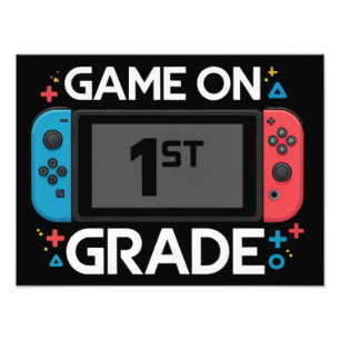 Game On 1st Grade Back To School Funny Gamer  Photo Print